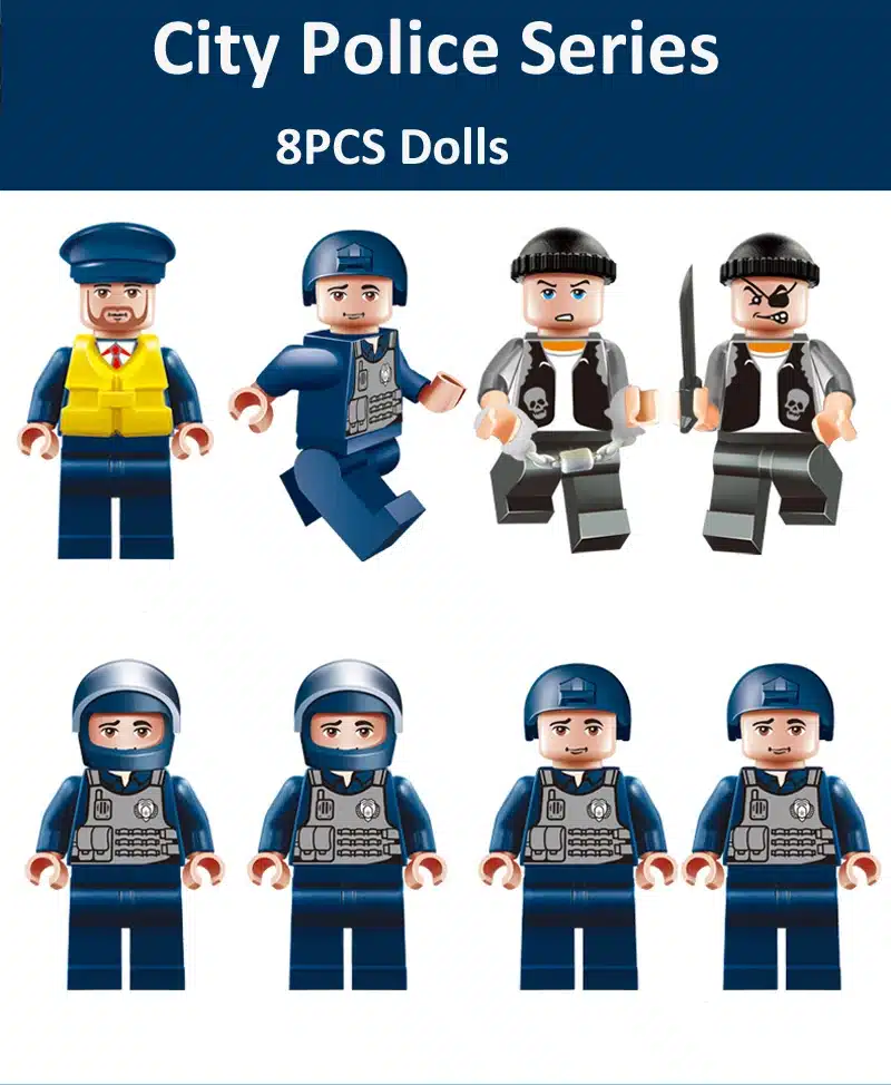 8 in 1 City Police Series Police Station Building Blocks DIY Bricks Educational Toys For Children Compatible with Legoed Blocks 15