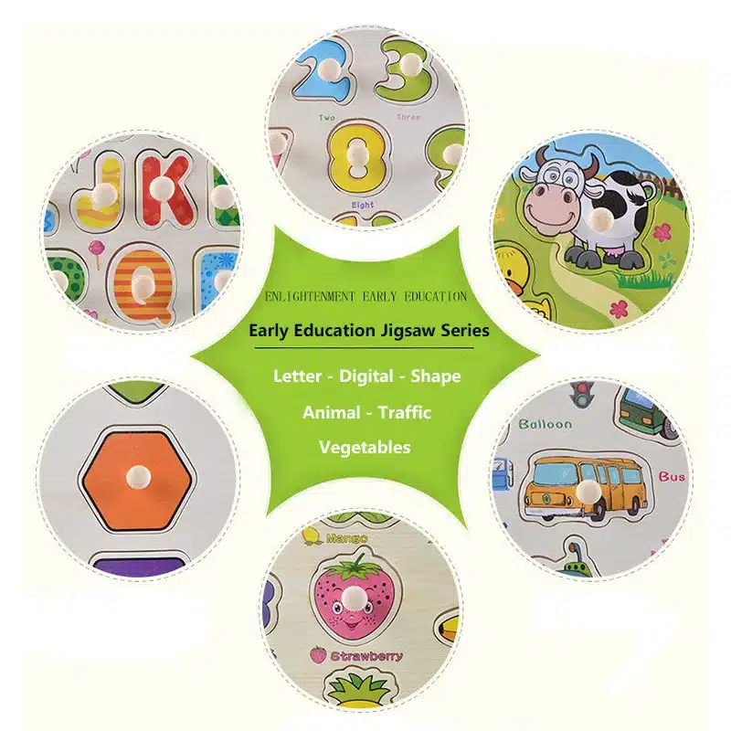 30cm Kid Early educational toys baby hand grasp wooden puzzle toy alphabet and digit learning education child wood jigsaw toy 2