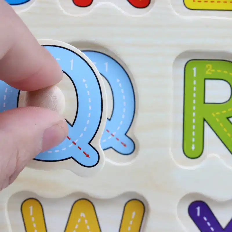 30cm Kid Early educational toys baby hand grasp wooden puzzle toy alphabet and digit learning education child wood jigsaw toy 7