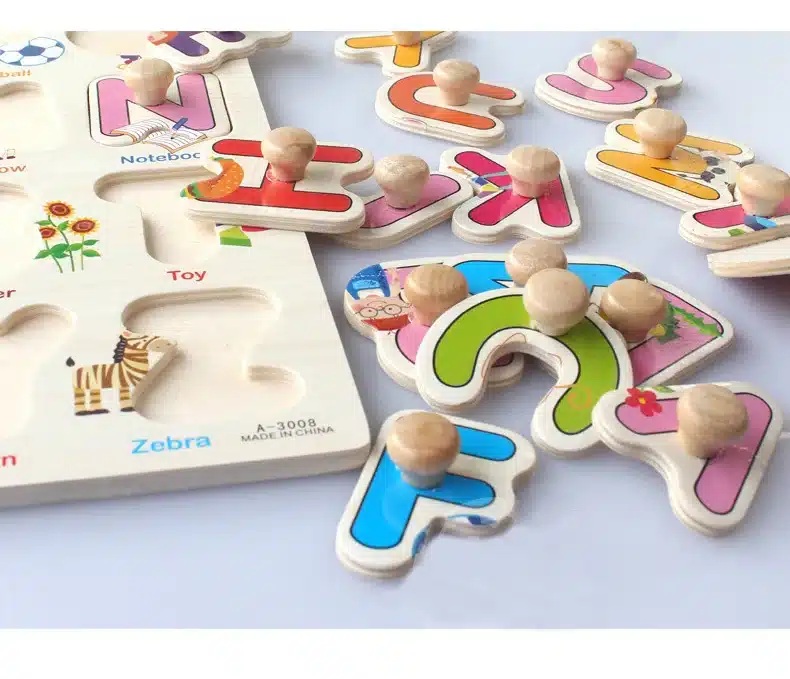 30cm Kid Early educational toys baby hand grasp wooden puzzle toy alphabet and digit learning education child wood jigsaw toy 9
