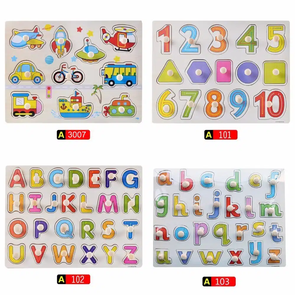 30cm Kid Early educational toys baby hand grasp wooden puzzle toy alphabet and digit learning education child wood jigsaw toy 10