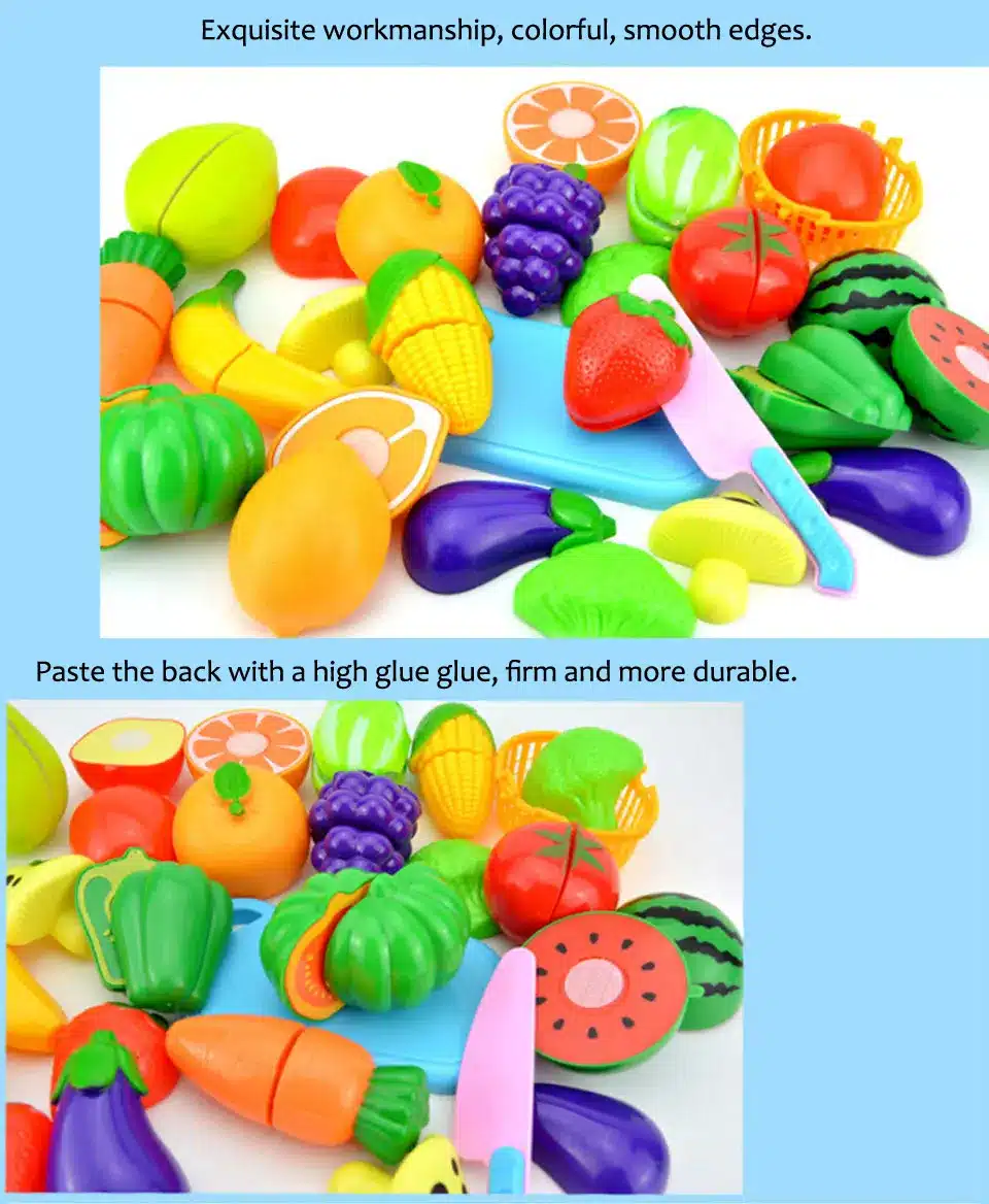 Surwish 23Pcs/Set Plastic Fruit Vegetables Cutting Toy Early Development and Education Toy for Baby - Color Random 19