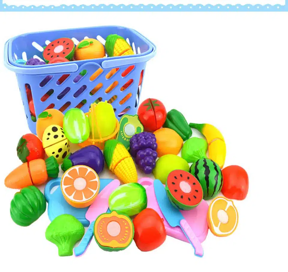 Surwish 23Pcs/Set Plastic Fruit Vegetables Cutting Toy Early Development and Education Toy for Baby - Color Random 20