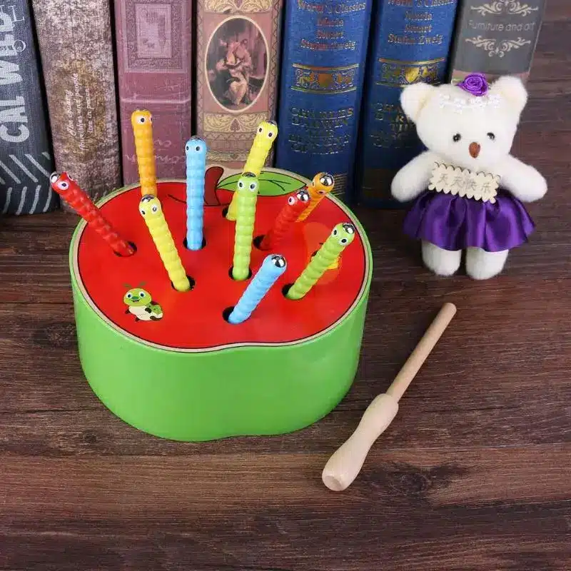 Baby Wooden Toys 3D Puzzle Early Childhood Educational Toys Catch Worm Game Color Cognitive Magnetic Strawberry 14
