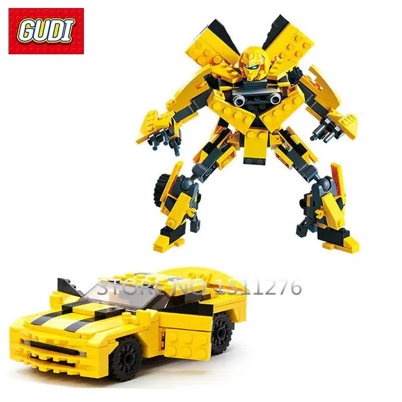 225pcs LegoINGs Transformation Robot Yellow Car Bricks City Building Blocks Sets Starwars Creator Educational Toys For Children 5