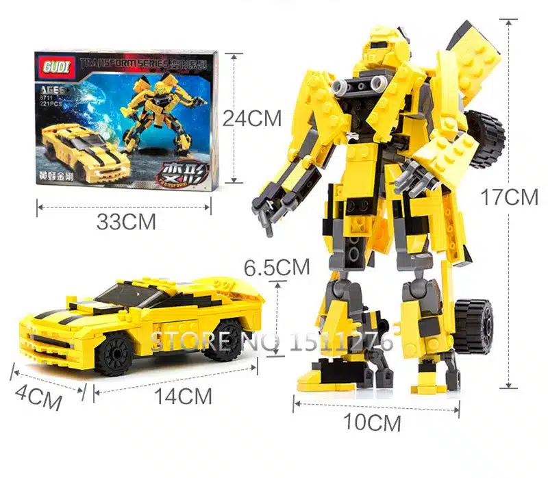 225pcs LegoINGs Transformation Robot Yellow Car Bricks City Building Blocks Sets Starwars Creator Educational Toys For Children 8