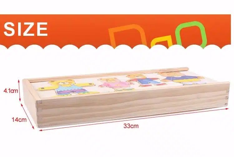 little bear change clothes Children's early education Wooden jigsaw Puzzle Dressing game Baby Wooden Puzzle toys free shipping 14
