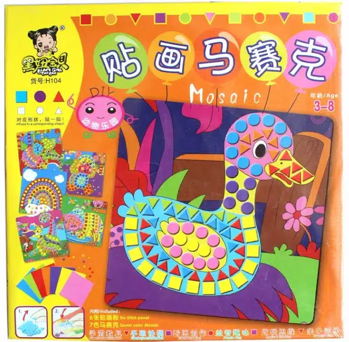 6 Designs per Set Kids EVA Mosaic Stickers Kids Art Crafts DIY Animal Transport 3D Educational Puzzle Toys for Children 18