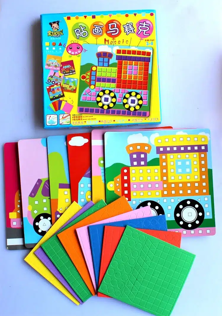 6 Designs per Set Kids EVA Mosaic Stickers Kids Art Crafts DIY Animal Transport 3D Educational Puzzle Toys for Children 19