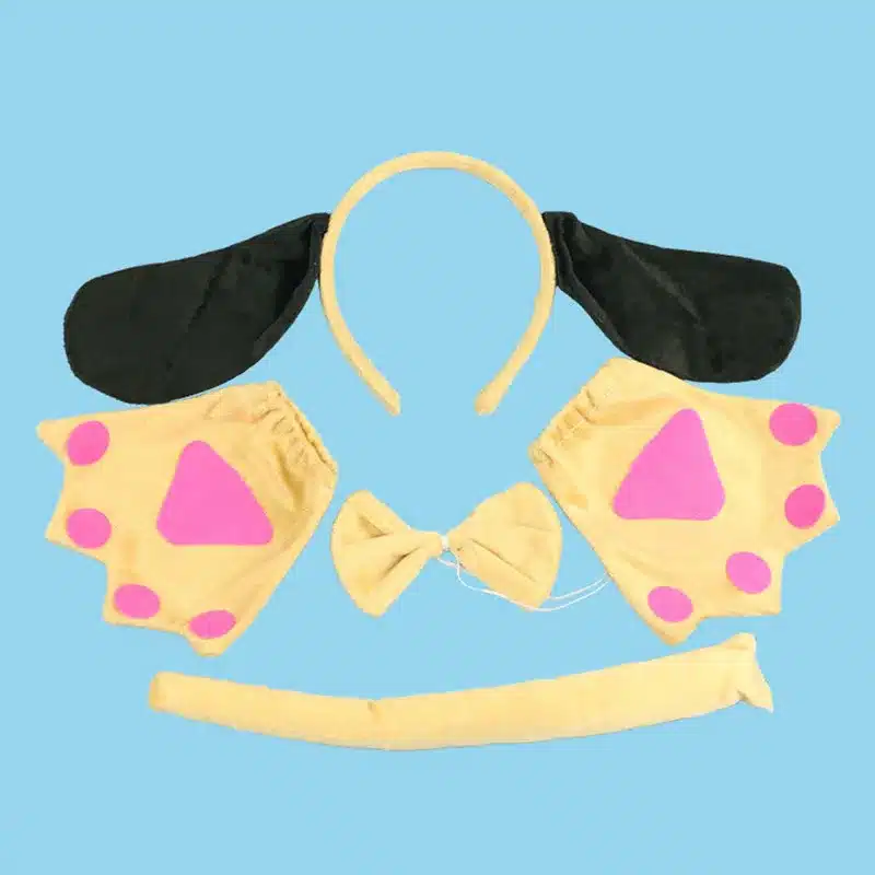 Party Halloween Animal Dalmatian Dog Ears Headband Headwear Bowtie Tail Paws Gloves Cosplay Costume Kids Adult 9