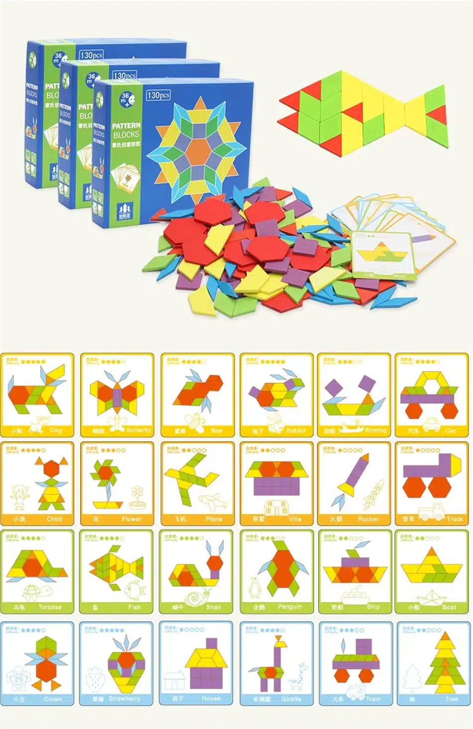 3D Puzzle Set Montessori Toys For Kids Children Boys Oyuncak Juegos Educativos Kids Early Learning Education Jigsaw Tangram 30