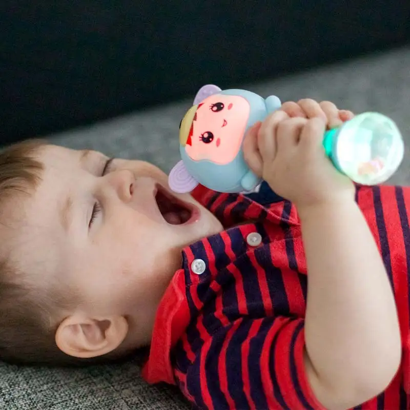 Baby Hand Bell Music Rhythm Lighting Cute Sand Hammer Newborn toy 0-12 Months Educational Rattles for kids BEI JESS 4