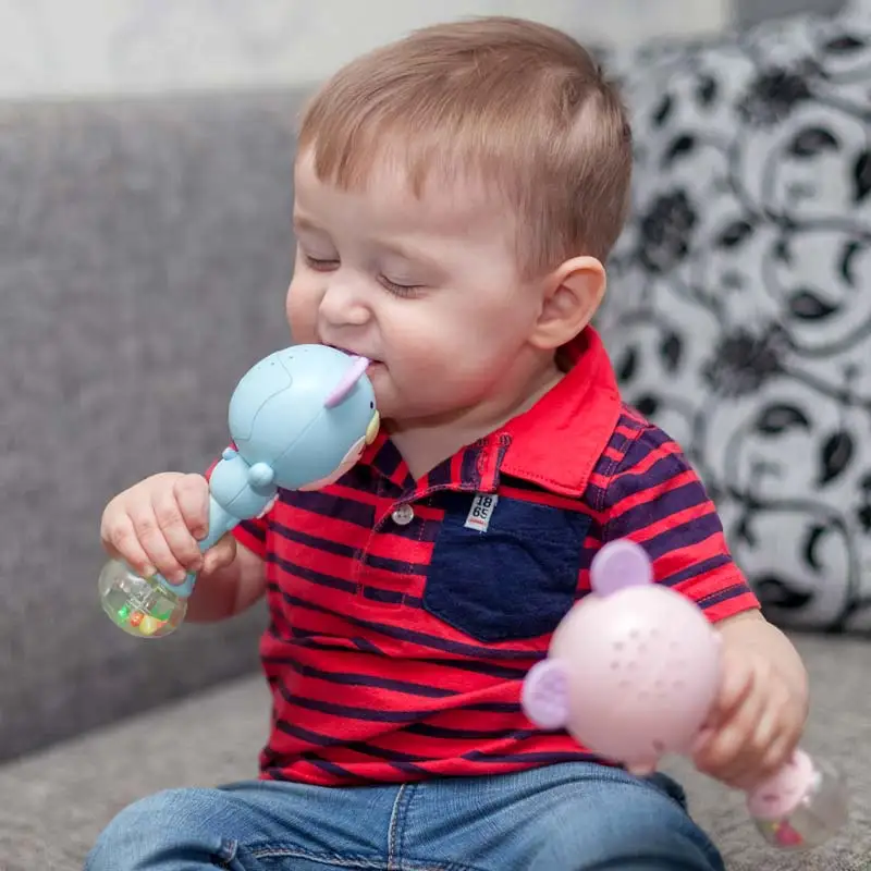 Baby Hand Bell Music Rhythm Lighting Cute Sand Hammer Newborn toy 0-12 Months Educational Rattles for kids BEI JESS 7