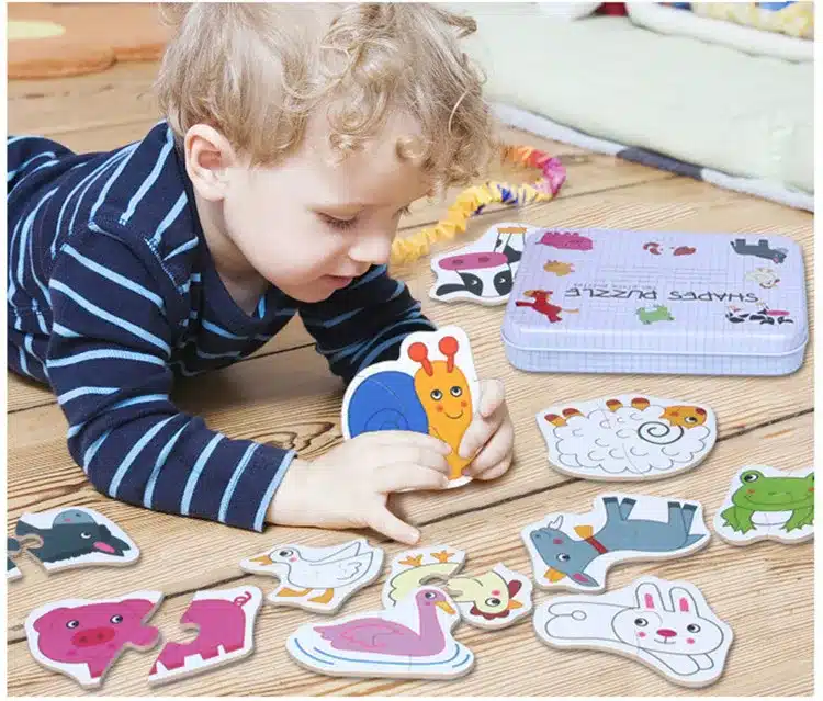 Baby Toys Iron Box Infant Early Head Start Training Puzzle Cognitive Card Vehicle/Fruit/Animal Set Pair Puzzle Educational Gift 2
