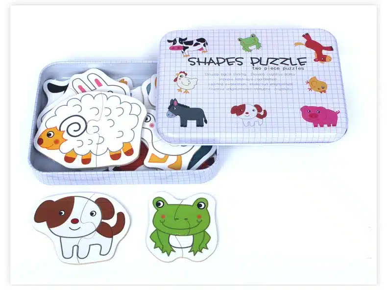 Baby Toys Iron Box Infant Early Head Start Training Puzzle Cognitive Card Vehicle/Fruit/Animal Set Pair Puzzle Educational Gift 3