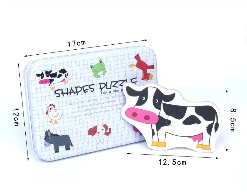 Baby Toys Iron Box Infant Early Head Start Training Puzzle Cognitive Card Vehicle/Fruit/Animal Set Pair Puzzle Educational Gift 7