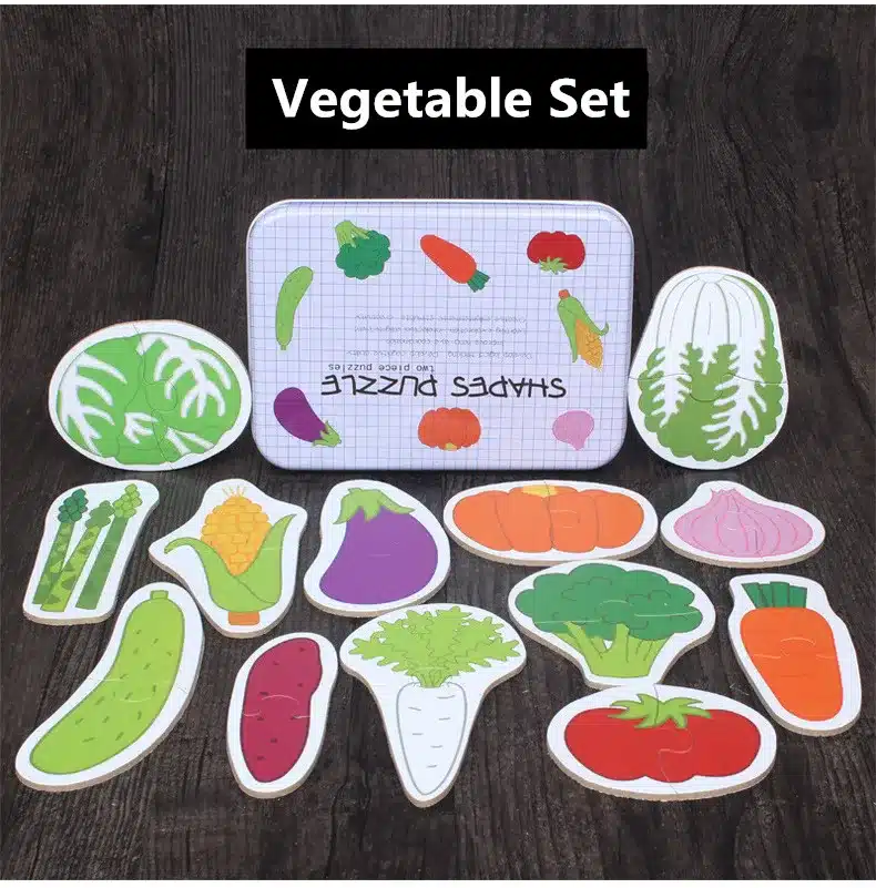 Baby Toys Iron Box Infant Early Head Start Training Puzzle Cognitive Card Vehicle/Fruit/Animal Set Pair Puzzle Educational Gift 11