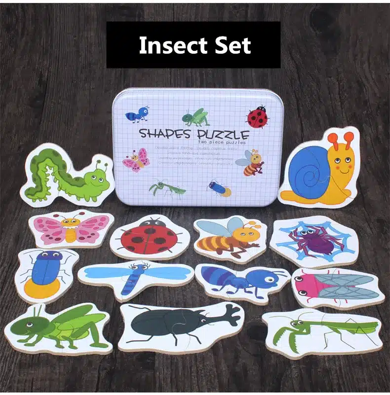 Baby Toys Iron Box Infant Early Head Start Training Puzzle Cognitive Card Vehicle/Fruit/Animal Set Pair Puzzle Educational Gift 12