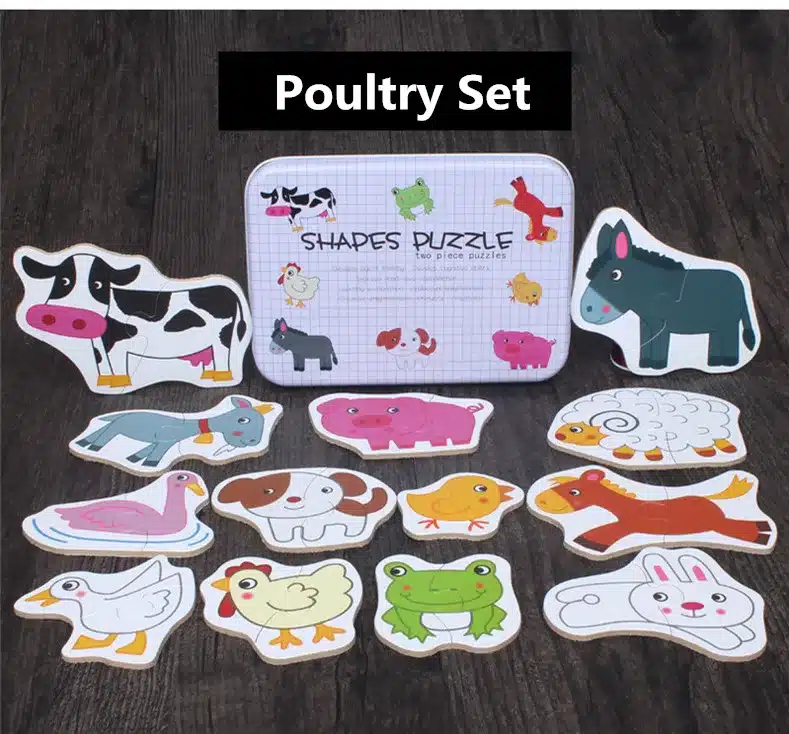 Baby Toys Iron Box Infant Early Head Start Training Puzzle Cognitive Card Vehicle/Fruit/Animal Set Pair Puzzle Educational Gift 13