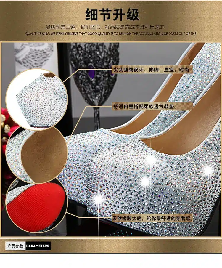 Lotus Jolly 2018 Women Pumps Silver Rhinestone Wedding Shoes Ultra high heels Woman crystal platform Party Shoes Plus size 35-42 5
