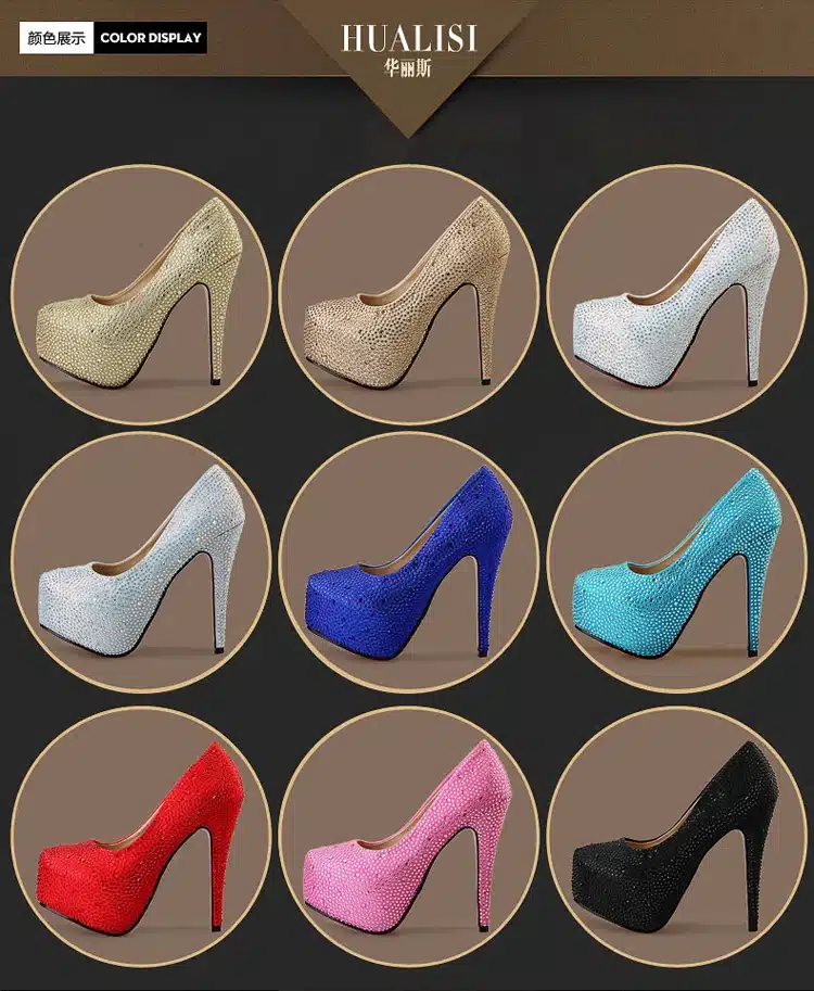 Lotus Jolly 2018 Women Pumps Silver Rhinestone Wedding Shoes Ultra high heels Woman crystal platform Party Shoes Plus size 35-42 7