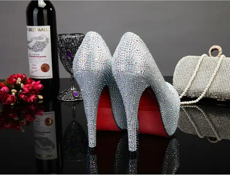 Lotus Jolly 2018 Women Pumps Silver Rhinestone Wedding Shoes Ultra high heels Woman crystal platform Party Shoes Plus size 35-42 9