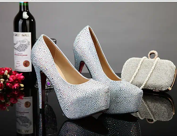 Lotus Jolly 2018 Women Pumps Silver Rhinestone Wedding Shoes Ultra high heels Woman crystal platform Party Shoes Plus size 35-42 10