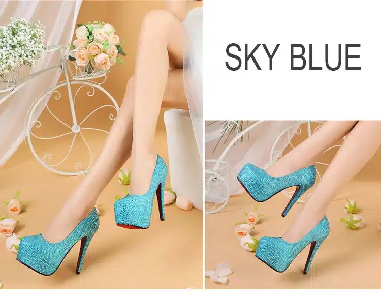 Lotus Jolly 2018 Women Pumps Silver Rhinestone Wedding Shoes Ultra high heels Woman crystal platform Party Shoes Plus size 35-42 16