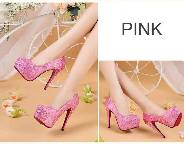 Lotus Jolly 2018 Women Pumps Silver Rhinestone Wedding Shoes Ultra high heels Woman crystal platform Party Shoes Plus size 35-42 19