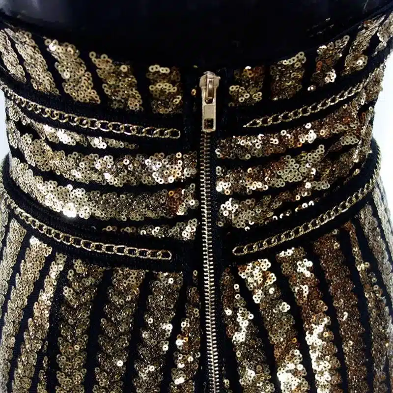 Tonlinker 2018 Gold Sequin Jumpsuit Women Sexy Party suit V Neck Backless Women Clubwear Bodysuit Overalls Macacao Feminino 10