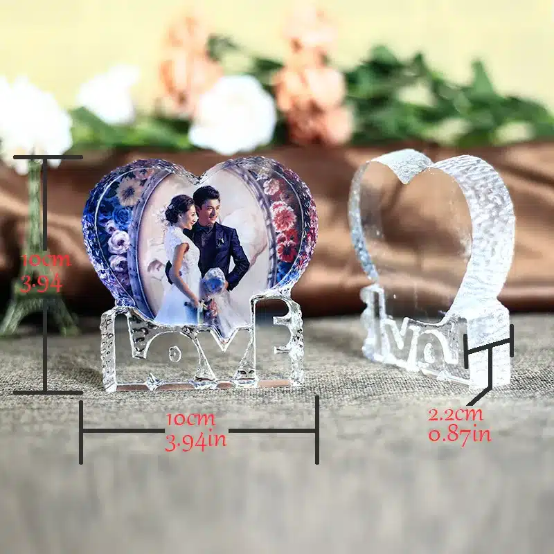 Customized Love Heart Shaped Crystal Photo Album Pictures Stickup Photo Frame for Wedding Decoration Friends Family Lover Gifts 11