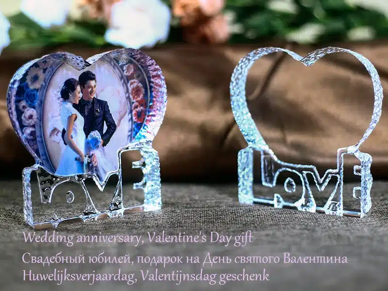 Customized Love Heart Shaped Crystal Photo Album Pictures Stickup Photo Frame for Wedding Decoration Friends Family Lover Gifts 13