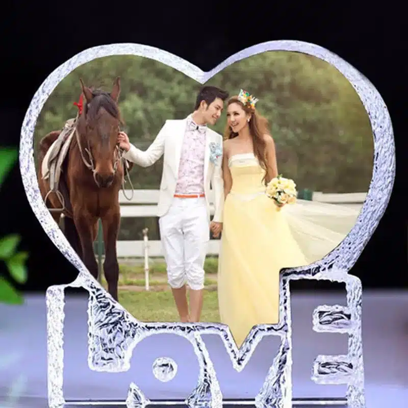 Customized Love Heart Shaped Crystal Photo Album Pictures Stickup Photo Frame for Wedding Decoration Friends Family Lover Gifts 15