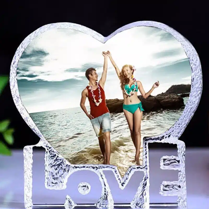 Customized Love Heart Shaped Crystal Photo Album Pictures Stickup Photo Frame for Wedding Decoration Friends Family Lover Gifts 16