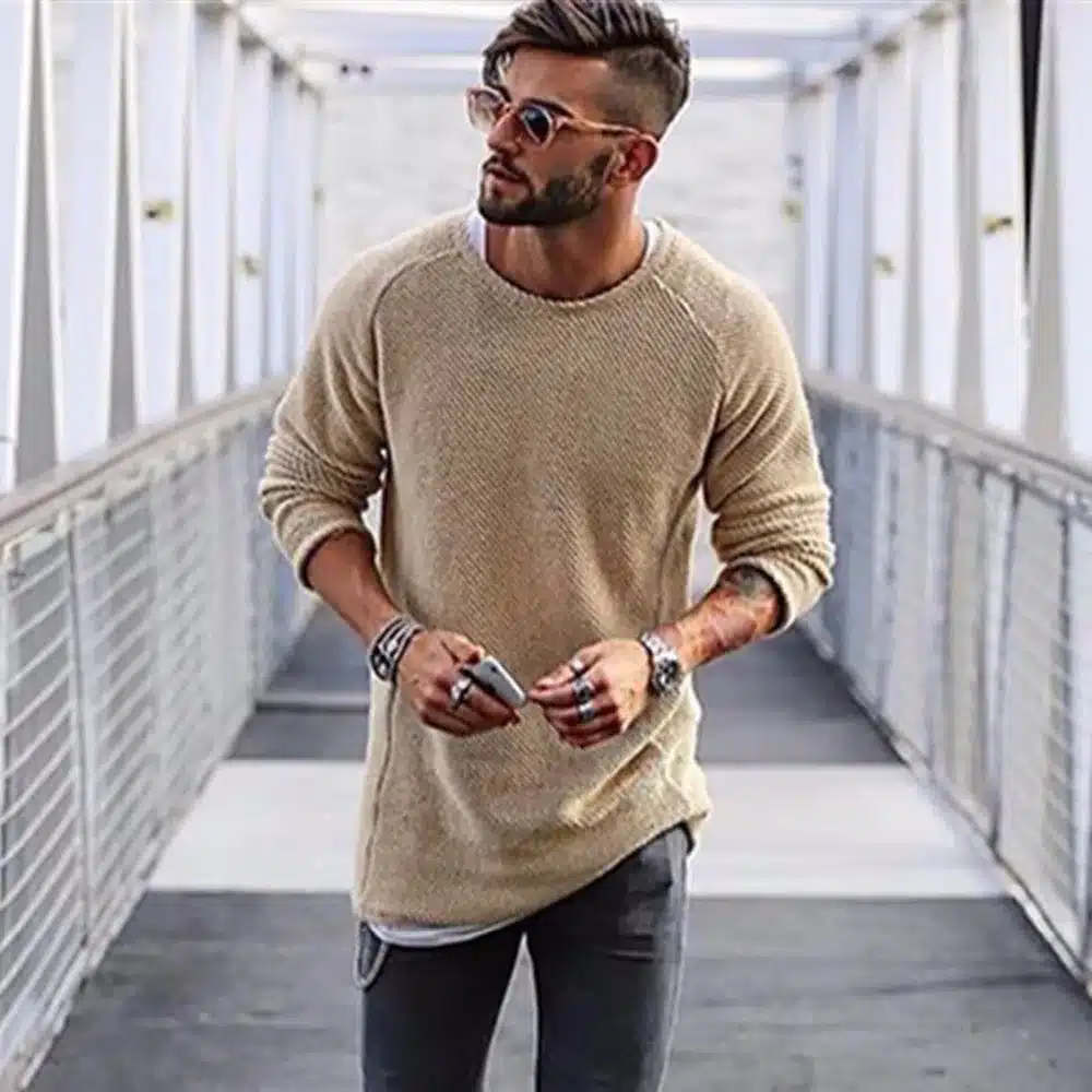 Men Sweater Autumn Winter Knitted Solid Simply Style Pullover Casual Loose O Neck Sweater Jumper Male Black Outerwear Brand 2018 19
