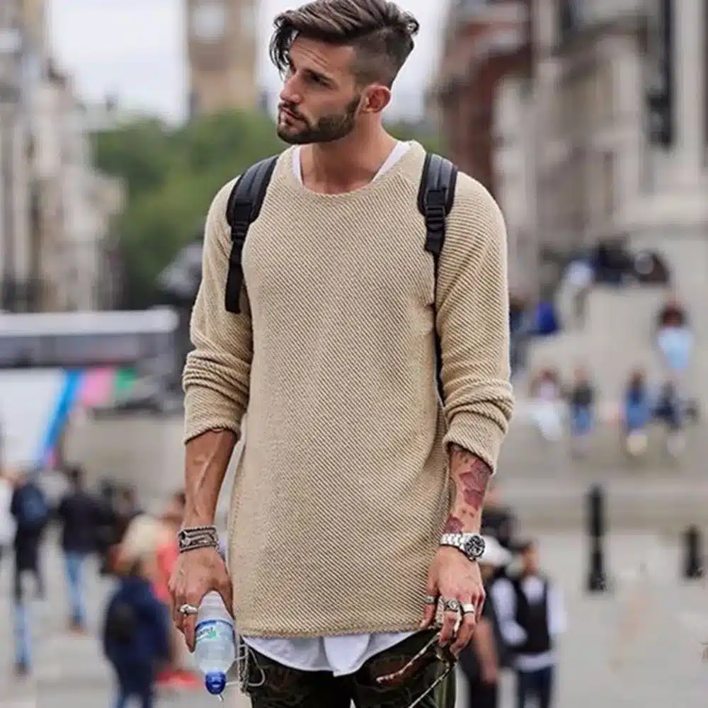 Men Sweater Autumn Winter Knitted Solid Simply Style Pullover Casual Loose O Neck Sweater Jumper Male Black Outerwear Brand 2018 20