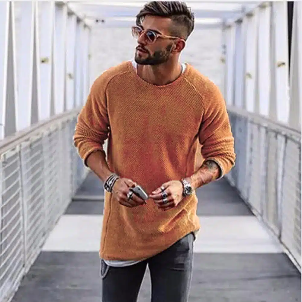 Men Sweater Autumn Winter Knitted Solid Simply Style Pullover Casual Loose O Neck Sweater Jumper Male Black Outerwear Brand 2018 21