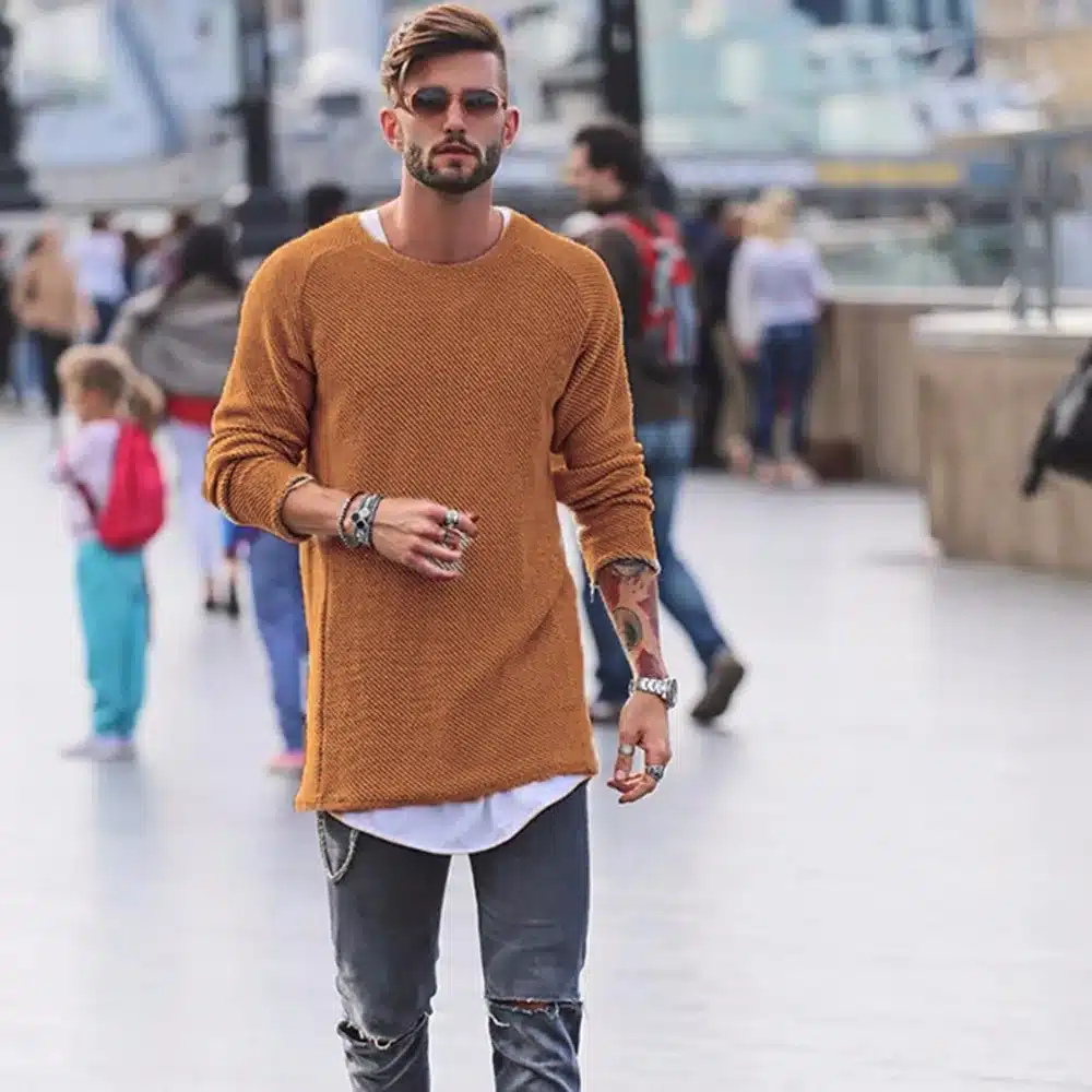 Men Sweater Autumn Winter Knitted Solid Simply Style Pullover Casual Loose O Neck Sweater Jumper Male Black Outerwear Brand 2018 22