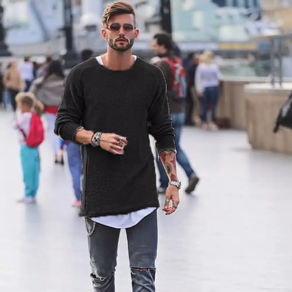 Men Sweater Autumn Winter Knitted Solid Simply Style Pullover Casual Loose O Neck Sweater Jumper Male Black Outerwear Brand 2018 23