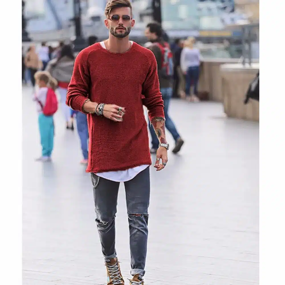 Men Sweater Autumn Winter Knitted Solid Simply Style Pullover Casual Loose O Neck Sweater Jumper Male Black Outerwear Brand 2018 27