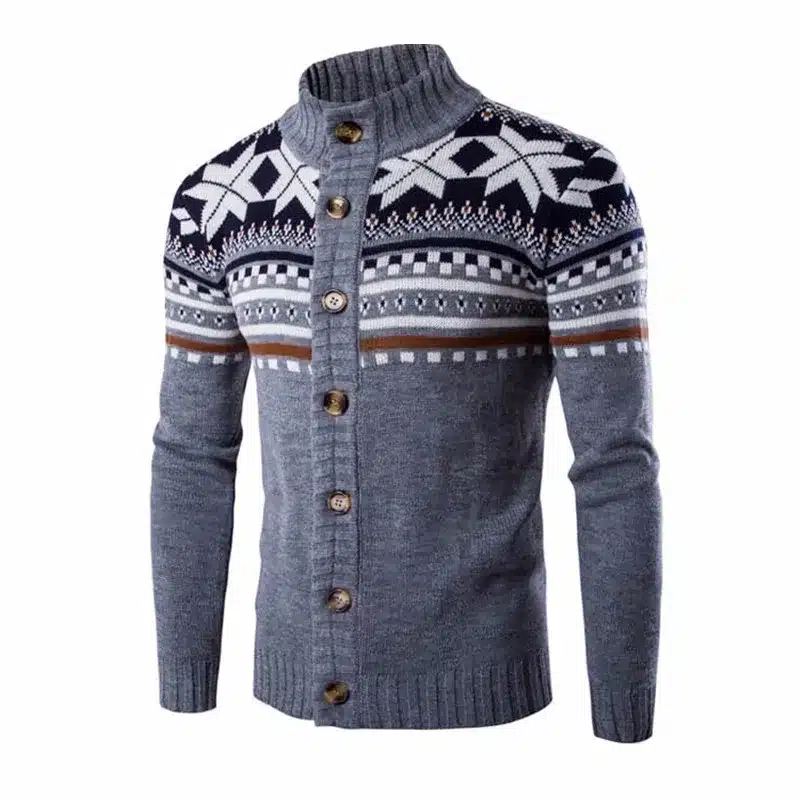 Loldeal Men Sueter Hombre Sweater Men Fashion Autumn Winter Snowflake Thick Warm Knitwear Cardigan Men Size 2XL 13