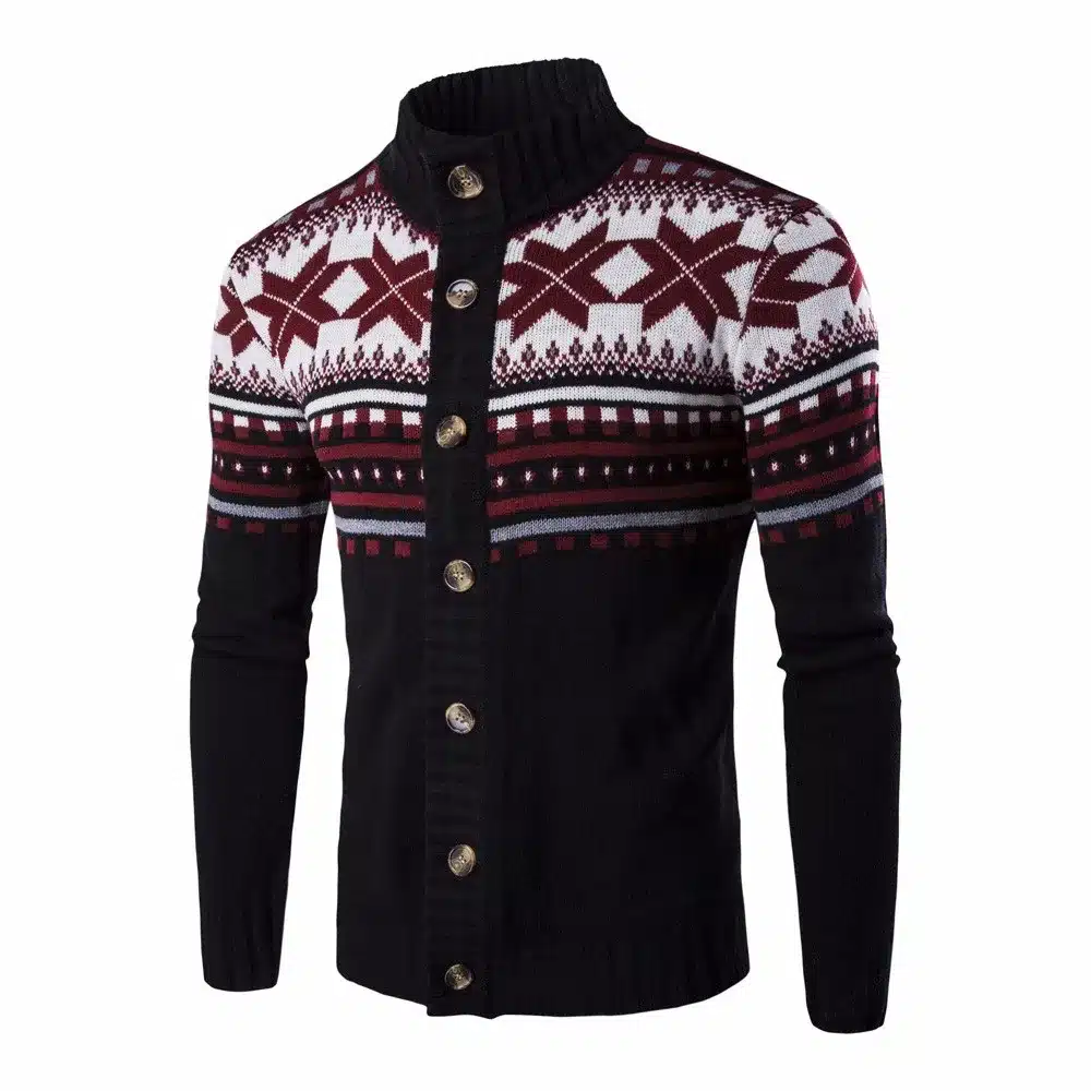 Loldeal Men Sueter Hombre Sweater Men Fashion Autumn Winter Snowflake Thick Warm Knitwear Cardigan Men Size 2XL 14