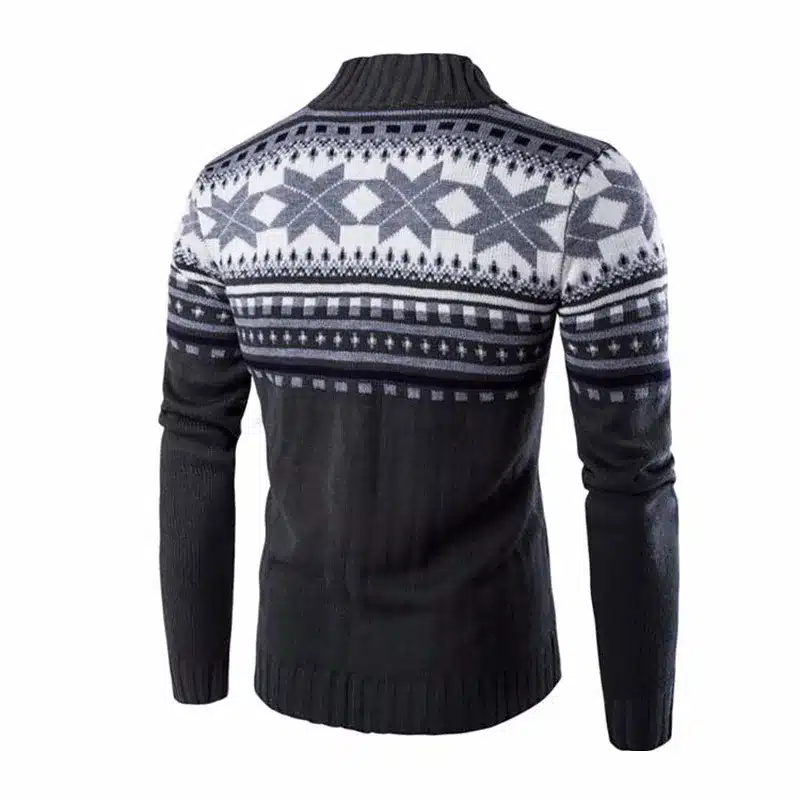 Loldeal Men Sueter Hombre Sweater Men Fashion Autumn Winter Snowflake Thick Warm Knitwear Cardigan Men Size 2XL 17