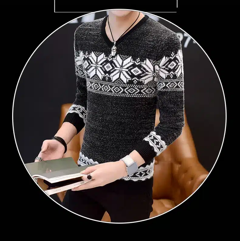 LENSTID 9 Styles 2018 Autumn Winter New Casual Sweater Men Pattern Knitted Pullovers Fashion Slim Fit Christmas Gift Male 6616# 31