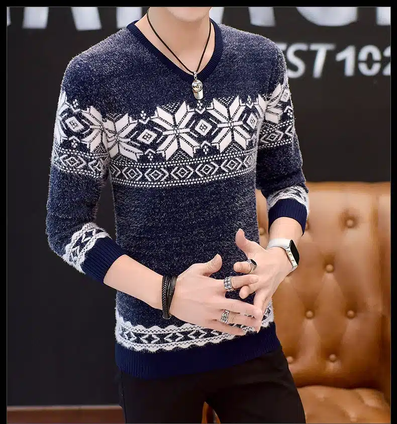 LENSTID 9 Styles 2018 Autumn Winter New Casual Sweater Men Pattern Knitted Pullovers Fashion Slim Fit Christmas Gift Male 6616# 32