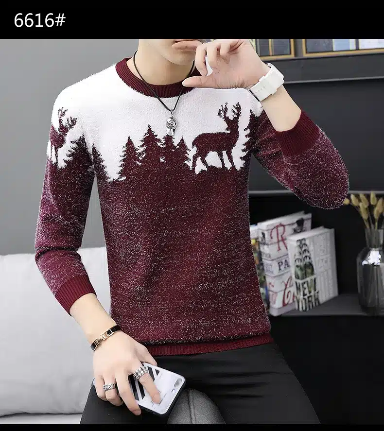 LENSTID 9 Styles 2018 Autumn Winter New Casual Sweater Men Pattern Knitted Pullovers Fashion Slim Fit Christmas Gift Male 6616# 34