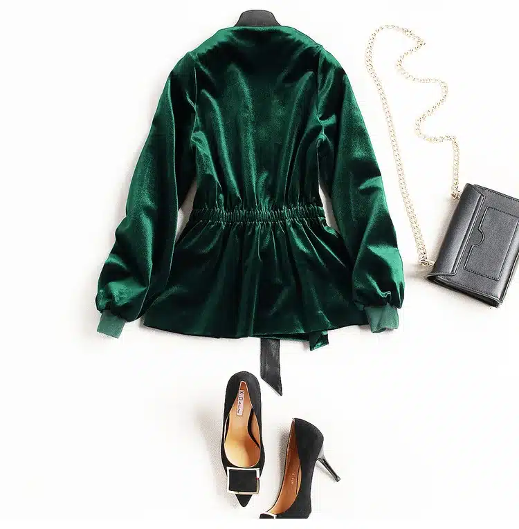 UK Winter New Style Beading Luxury Cardigan Jackets 2018 Long Sleeve Green / Black Spring Flower Velvet Beaded Jacket Women 15