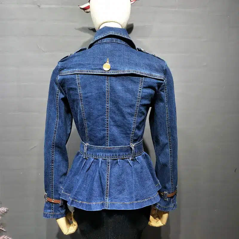 Korea Vintage Denim Jacket Women 2018 Spring Turn Down Collar Double Breasted Coat Jeans For Lady Belt Slim Female Jackets Jeans 12