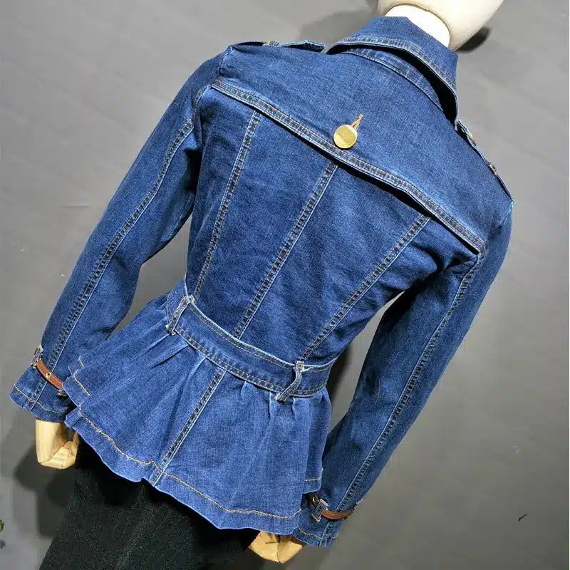 Korea Vintage Denim Jacket Women 2018 Spring Turn Down Collar Double Breasted Coat Jeans For Lady Belt Slim Female Jackets Jeans 14