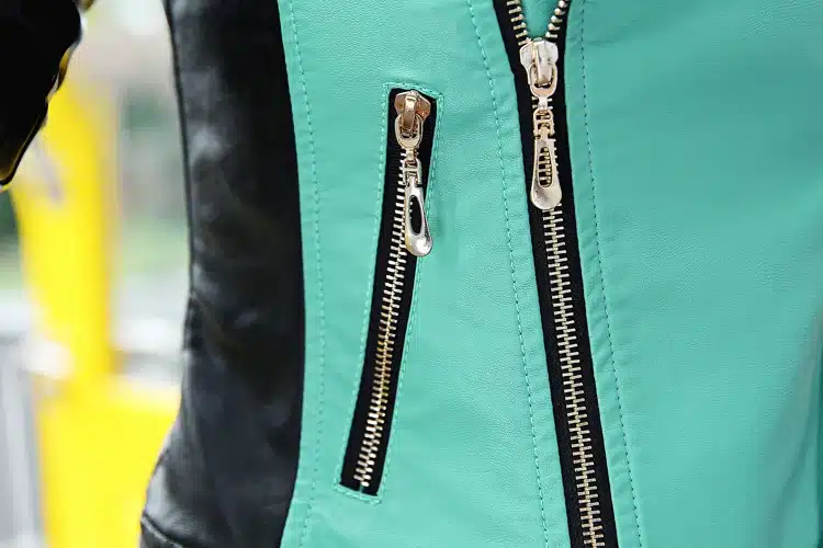 6 sizes PU women leather motorcycle jacket patchwork color spring autumn zipper design women leather jacket coat plus size S-3XL 26
